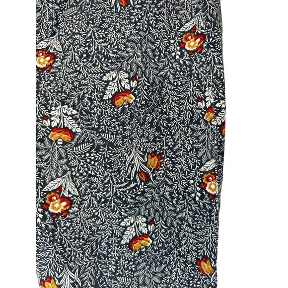 Old Navy Blue White Floral Print Office Work Career Mid-Rise Pixie Pants Size 10 - Picture 6 of 12